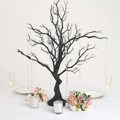 Manzanita Tree Centerpiece 34" Black with 8 Acrylic Bead Chains - Easy Assembly Decorative Artificial Tree