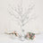 Decorative silver tree centerpiece with hanging crystals and floral arrangements.