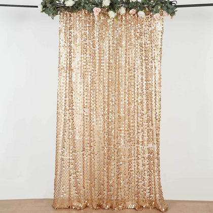 Matte Champagne Big Payette Sequin Backdrop Drape Curtain, Photo Booth Event Divider Panel - 8ftx8ft