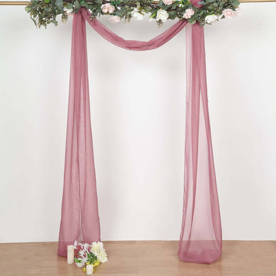 Mauve Cinnamon Rose Sheer Organza Wedding Arch Draping Fabric, Long Curtain Backdrop Window Scarf Valance 18ft