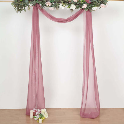 Mauve Cinnamon Rose Sheer Organza Wedding Arch Draping Fabric, Long Curtain Backdrop Window Scarf Valance 18ft