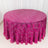 Round pink tablecloth with white swirl pattern on a plain background.