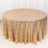 Round tablecloth with gold and purple wavy design, perfect for events and parties.