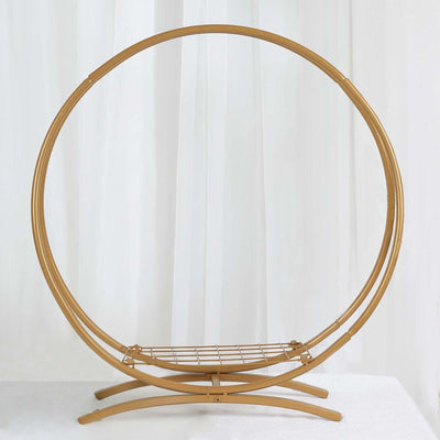 Metal Double Frame Hoop Table Centerpiece Gold 24" - Flower Stand for Wedding Cake Displays