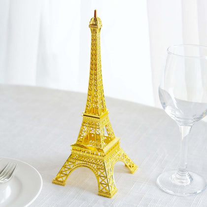 Metal Eiffel Tower 10" Table Centerpiece Gold - Decorative Cake Topper for Weddings & Events