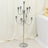 Elegant silver candelabra with multiple candle holders, perfect for events and decor.