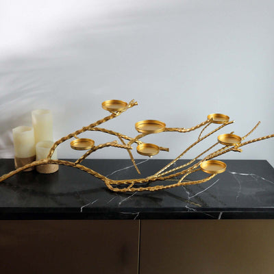 Metal Gold Manzanita Tree Branch Candelabra Candle Holder Stand 3ft - Twig Branch Design Table Centerpiece