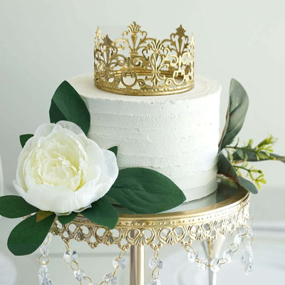 Metal Princess Crown Cake Topper 2" Matte Gold - Classy Cake Centerpiece Decor for Fairytale-Themed Birthdays Weddings & Party Decor