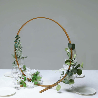 Metal Round Arch Wedding Centerpiece Gold 24" - Hoop Wreath Tabletop Decor for Events
