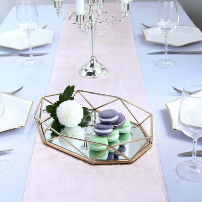 Metal Serving Tray 14"x9" Octagon Gold with Mirrored Top - Sleek Decorative Vanity Tray Centerpiece