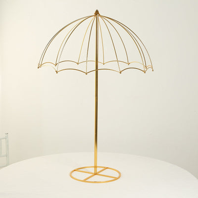 Metal Umbrella Flower Stand 42" Gold Round Base - Floral Frame Wedding Table Centerpiece