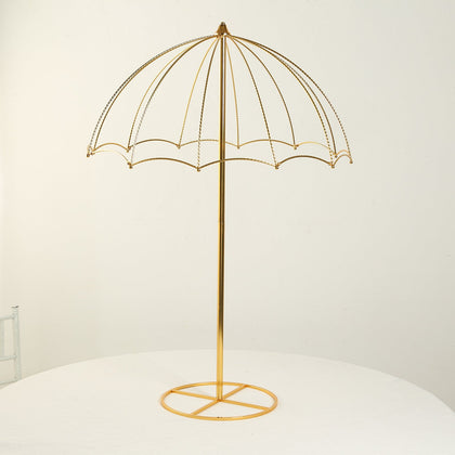 Metal Umbrella Flower Stand 42" Gold Round Base - Floral Frame Wedding Table Centerpiece
