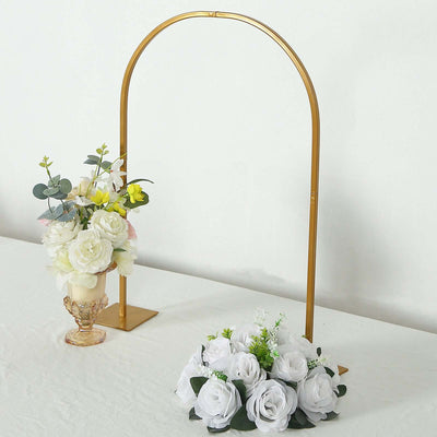 Metal Wedding Cake Chiara Arch Table Centerpiece Gold 35" with Rounded Top - Flower Stand Frame with Detachable Base