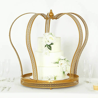 Metal Wedding Cake Stand 26" Gold Princess Crown Style - Majestic Cupcake Dessert Display Holder for Royal Themed Weddings Anniversaries
