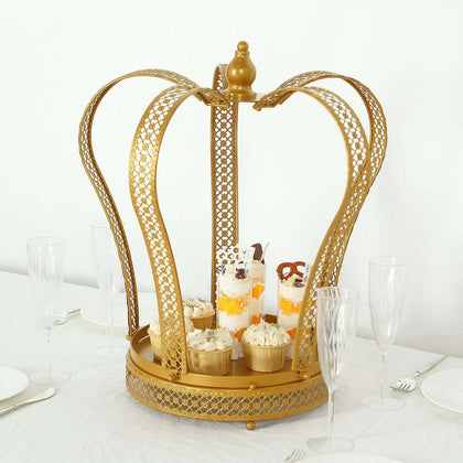 Metal Wedding Cupcake Stand 19" Gold Princess Crown Style - Exquisite Dessert Display Holder Centerpiece for Weddings Bridal Showers & Special Occasions