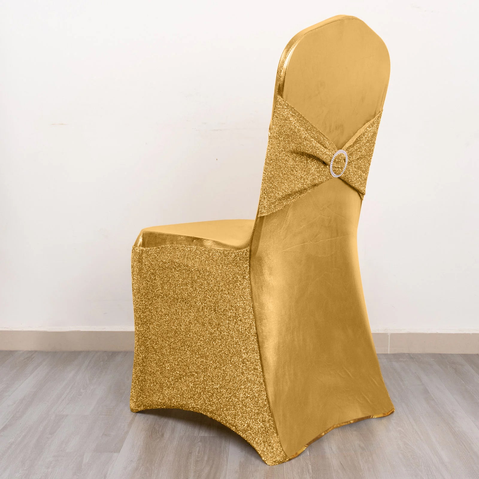 Metallic Gold Shimmer Tinsel Spandex Banquet Chair Cover, 57% OFF