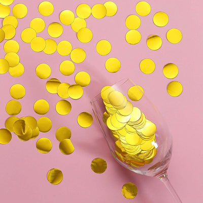Metallic Round Party Confetti 18G Bag Gold Foil - Balloon Table Confetti Glitter Dots for Festive Weddings Baby Bridal Showers & Events
