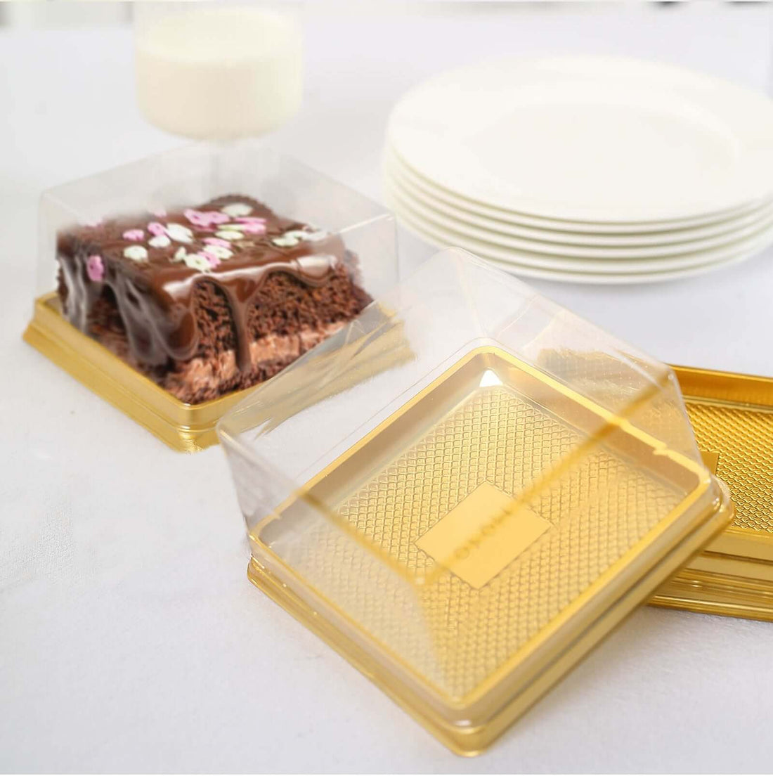 50-Pack Gold Square Mini Dessert Boxes | eFavormart