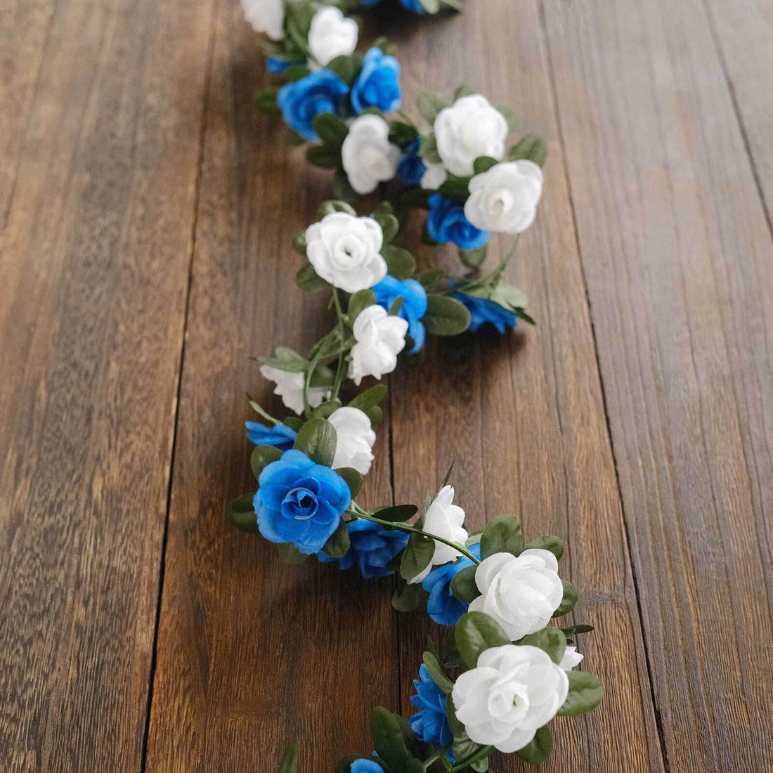 2-Pack White & Royal Blue Silk Mini Rose Vines | eFavormart