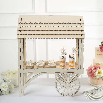 Mini Wooden Dessert Display 25" Candy Cart Sweet Stall Design Natural - Tabletop Cupcake Stand