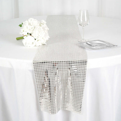 Mirror Foil Table Runner 12"x108" Silver - Shiny Metallic Table Decor for Events