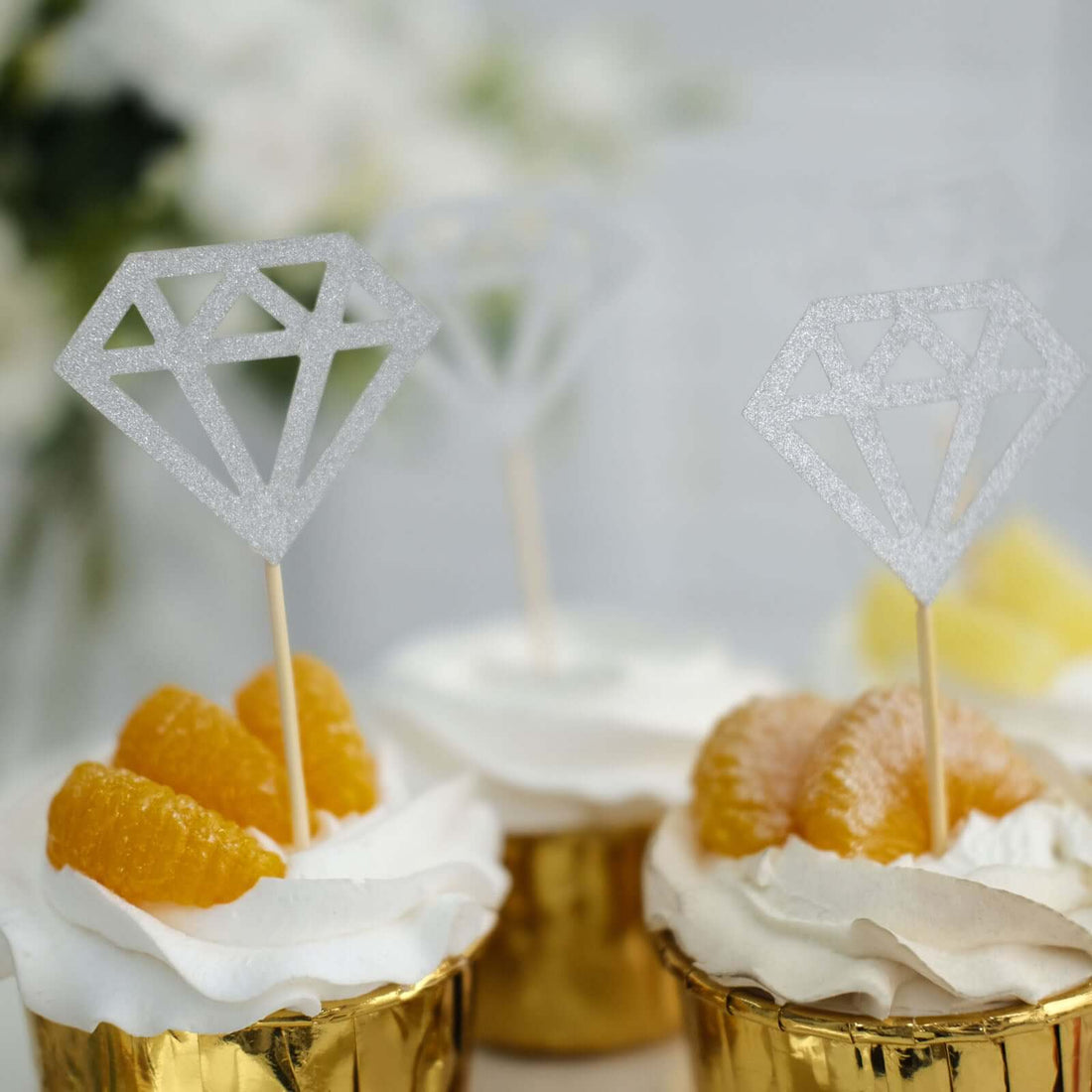 Cupcake Toppers Diamond Ring Silver | eFavormart