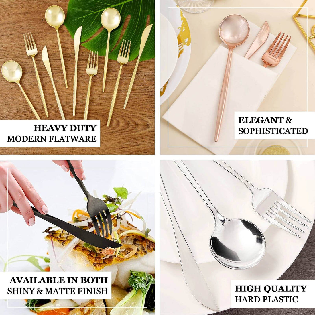 50 Pack Plastic Utensil Set Gold | eFavormart