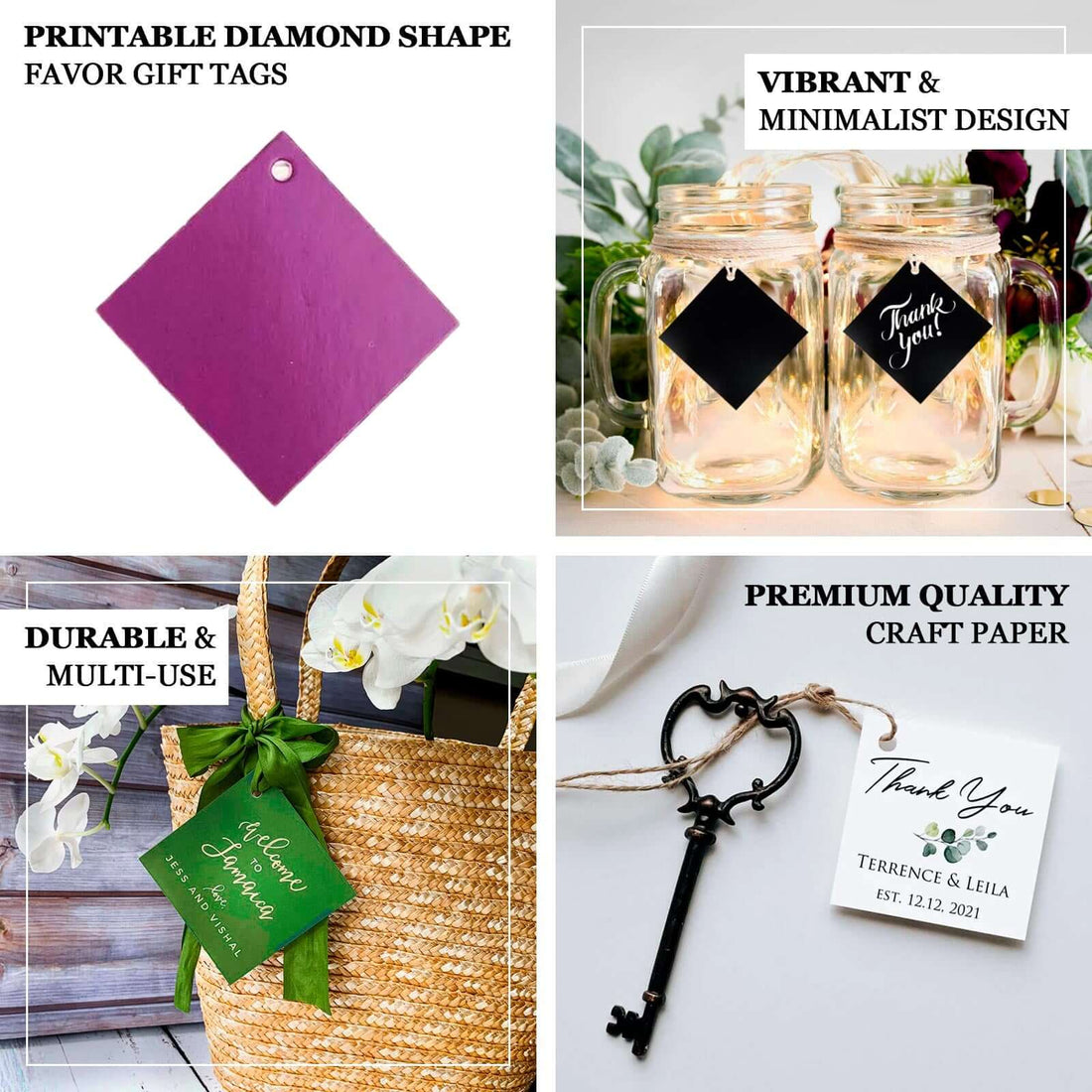 Set of 50 Printable Diamond Favor Tags | eFavormart