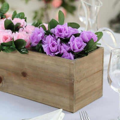 Natural Wood Planter Box Rectangular 30"x6" with Plastic Liner - Stylish Long Accent for Displays