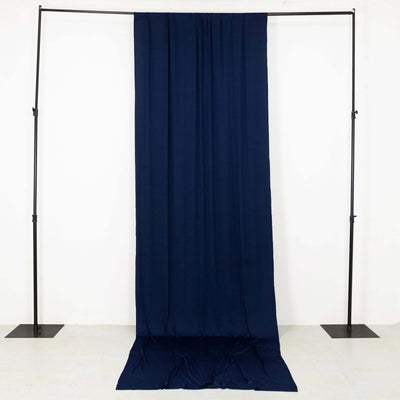 Navy Blue 4-Way Stretch Spandex Backdrop Drape Curtain, Wrinkle Free Event Divider Panel with Rod Pockets - 5ftx14ft