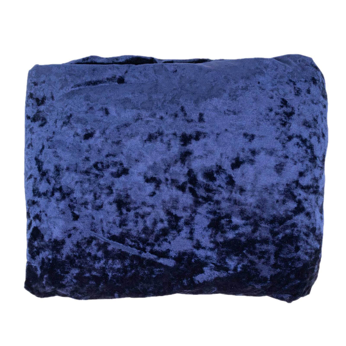 Navy blue plush blanket folded on a white background