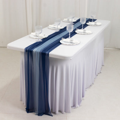 20-Pack Sheer Table Runners Navy Blue & Dusty Blue, 9ft Long Sheer Drapes Table Decor, Wrinkle-Free