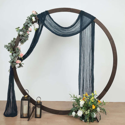 Navy Blue Gauze Cheesecloth Draping Fabric Wedding Arch Decorations, Window Scarf Valance Drapes, Boho Arbor Long Curtain Panel 20ft