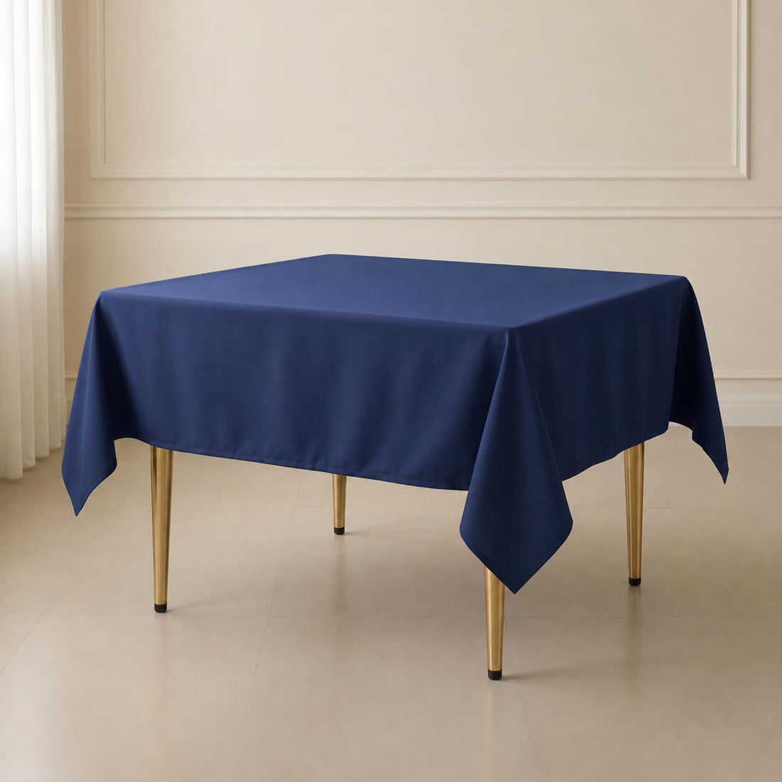 navy blue wrinkle-resistant tablecloth
