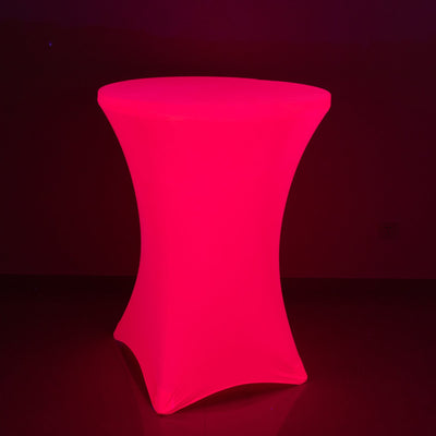 Glow Neon Fuchsia Fitted Round Cocktail Table Cover 30" Spandex, Wrinkle-Free Cover