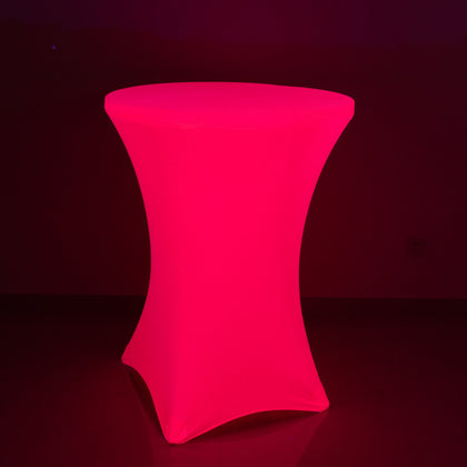 Glow Neon Fuchsia Fitted Round Cocktail Table Cover 30" Spandex, Wrinkle-Free Cover