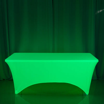 Glow Neon Green Fitted Tablecloth – 6ft Spandex, Wrinkle-Free Cover for Rectangular Tables