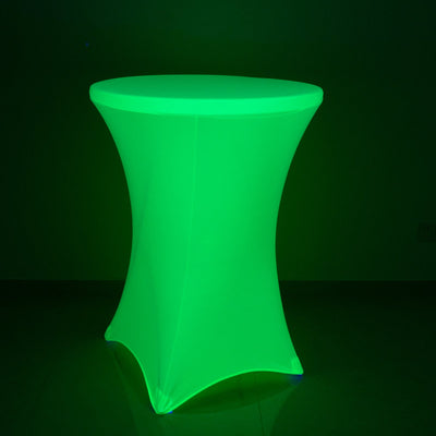 Glow Neon Green Fitted Round Cocktail Table Cover 30" Spandex, Wrinkle-Free Cover