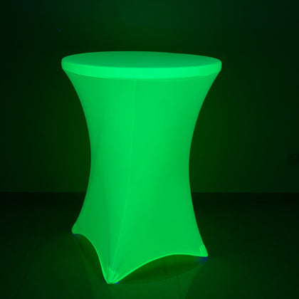 Glow Neon Green Fitted Round Cocktail Table Cover 30" Spandex, Wrinkle-Free Cover