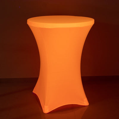 Glow Neon Orange Fitted Round Cocktail Table Cover 30" Spandex, Wrinkle-Free Cover