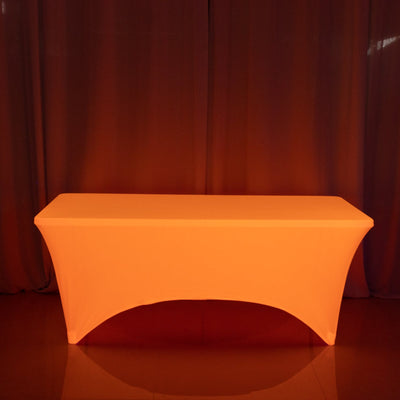 Glow Neon Orange Fitted Tablecloth – 6ft Spandex, Wrinkle-Free Cover for Rectangular Tables