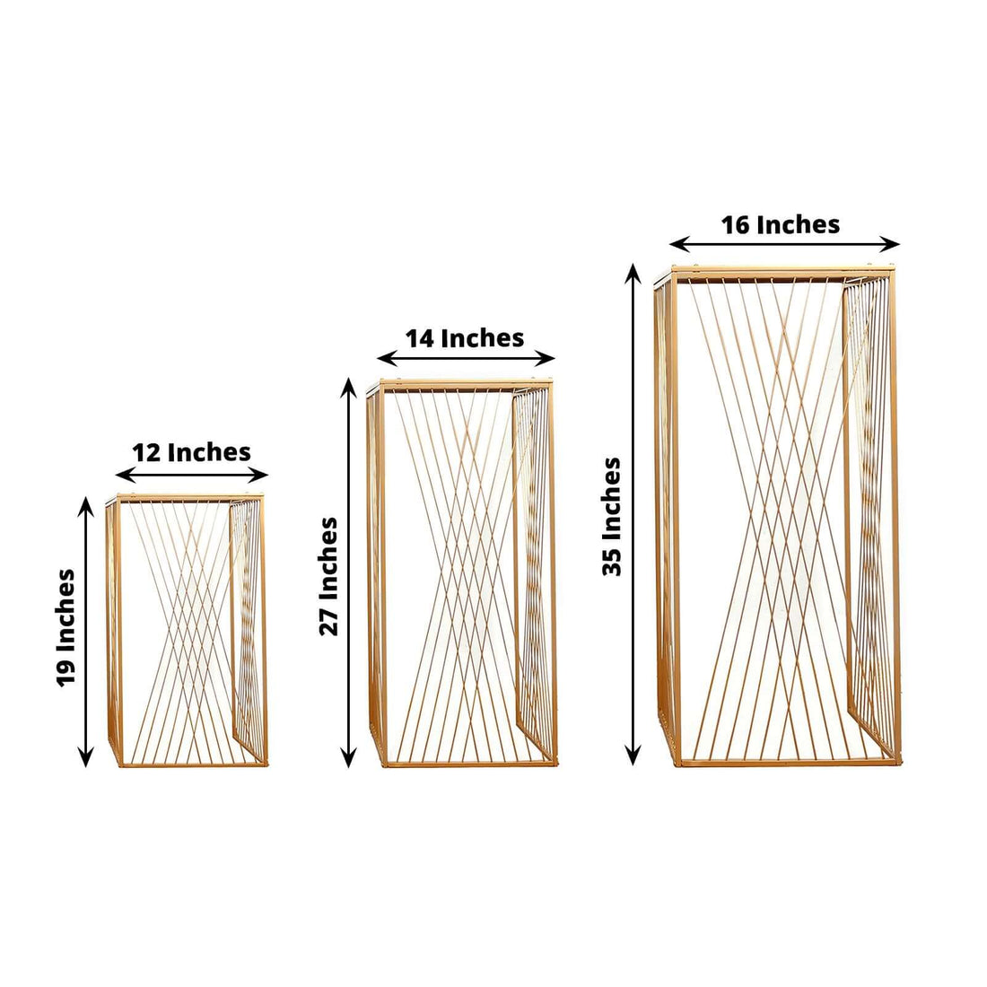 Gold Metal Rectangle Plinth Pedestal Stands | eFavormart