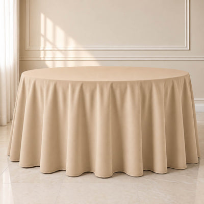 Premium Polyester Round Tablecloth 120" Nude - Seamless 220GSM Table Cover