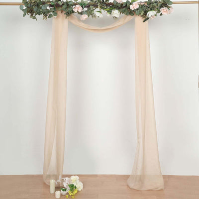 Nude Sheer Organza Wedding Arch Draping Fabric, Long Curtain Backdrop Window Scarf Valance 18ft