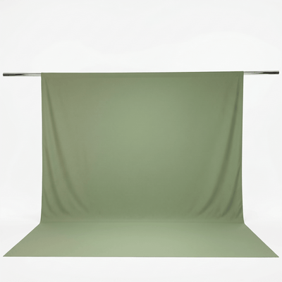 Olive green backdrop drape on support rod for photography studio backdrop#whtbkgd