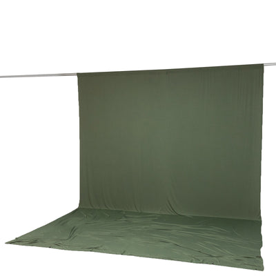 Olive green photography backdrop with floor drape and hanging rod