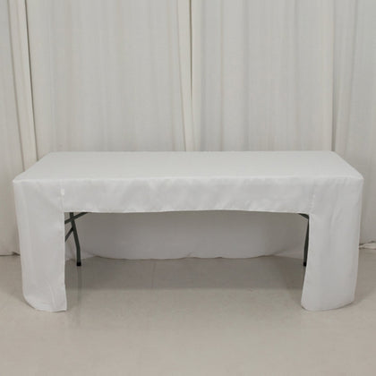 Open Back Fitted Polyester Rectangle Tablecloth 72"x30" White - Ideal for Trade Shows and Displays