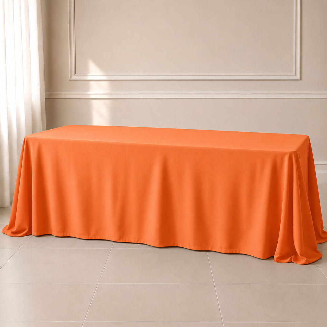 Orange seamless polyester rectangle tablecloth 90"x156".