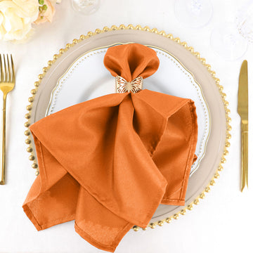5 Pack | Orange Seamless Cloth Dinner Napkins, Reusable Linen | 20"x20"