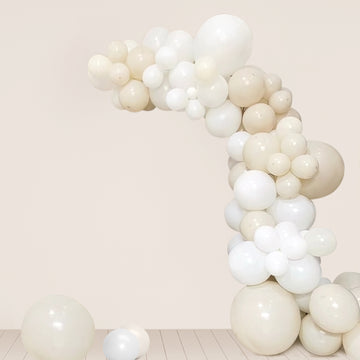 95 Pack Assorted White Beige DIY Balloon Garland Kit, Latex Party Balloon Arch Decorations